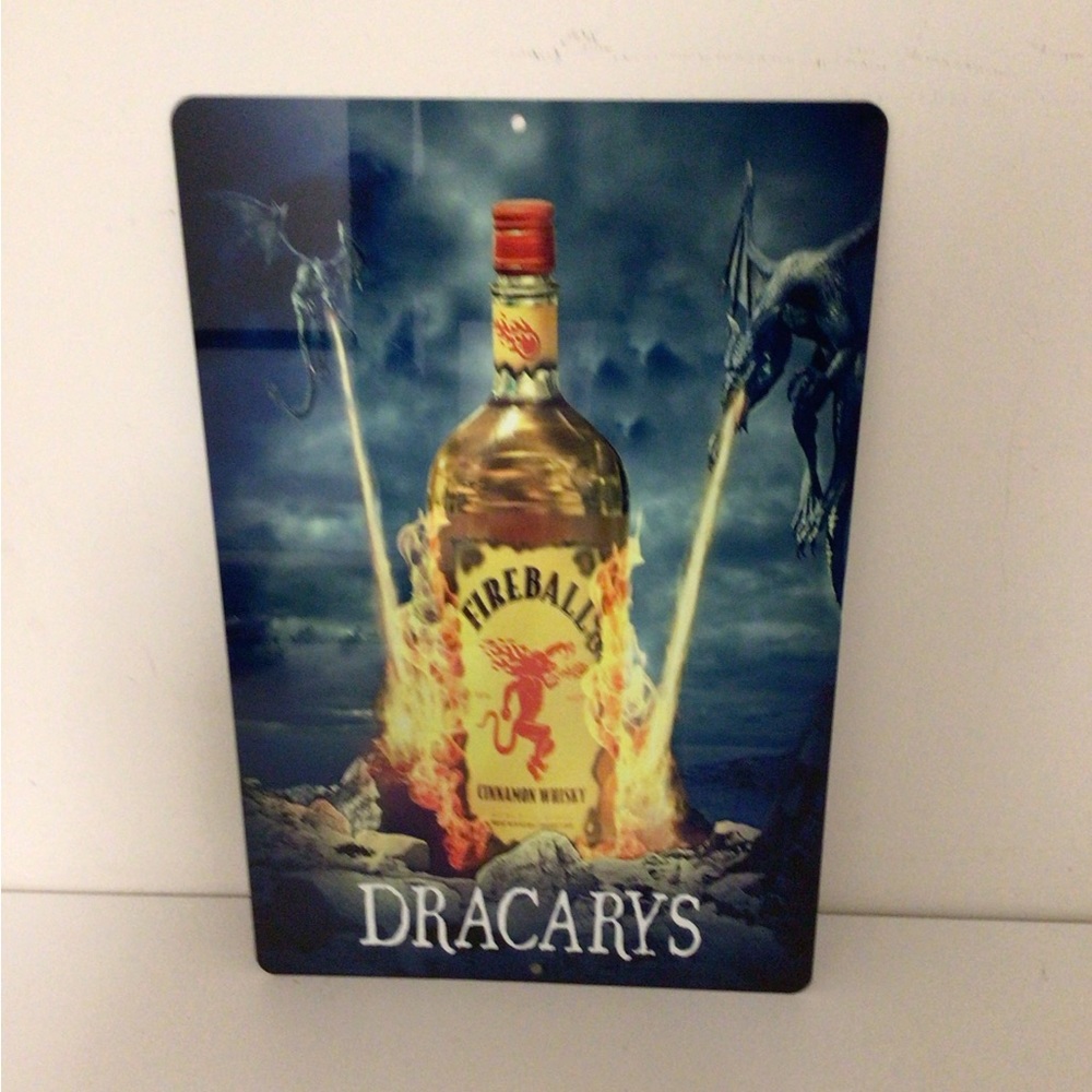 Fireball Cinnamon Whiskey Metal tin display sign